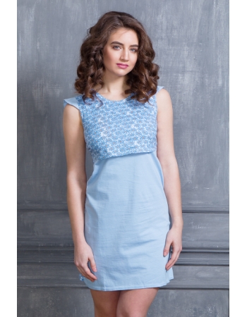 Ночная рубашка для беременных и кормящих Баюшка, голубая