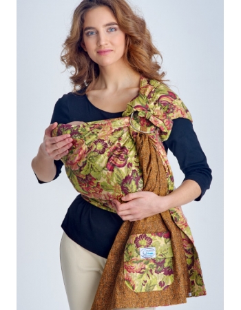 Слинг с кольцами Баюшка двуслойный, Цветы