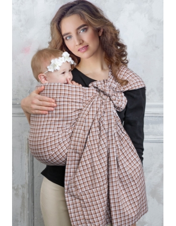 Слинг с кольцами Баюшка двуслойный, Клетка беж