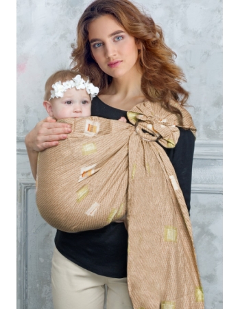 Слинг с кольцами Баюшка двуслойный, Бежевый с квадратиками