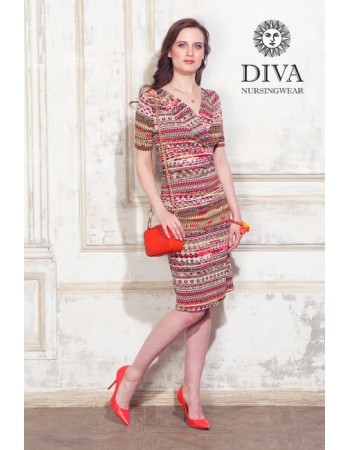 Платье для кормящих и беременных Diva Nursingwear Lucia кор.рукав, принт Etna