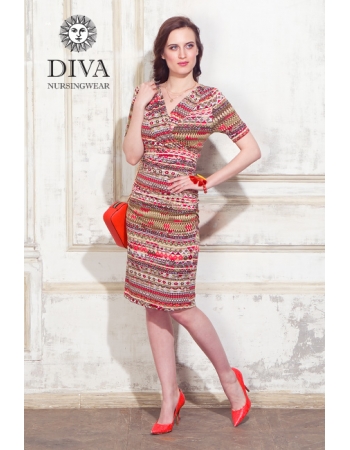 Платье для кормящих и беременных Diva Nursingwear Lucia кор.рукав, принт Etna