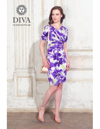 Платье для кормящих и беременных Diva Nursingwear Lucia кор.рукав, принт Iris