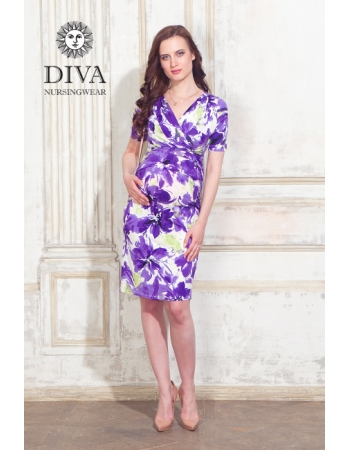 Платье для кормящих и беременных Diva Nursingwear Lucia кор.рукав, принт Iris