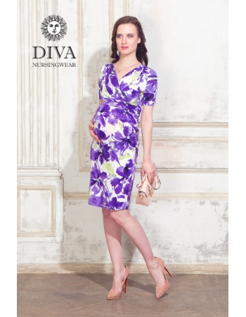 Платье для кормящих и беременных Diva Nursingwear Lucia кор.рукав, принт Iris