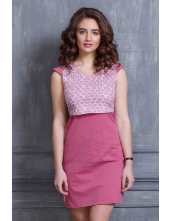 Ночная рубашка для беременных и кормящих Баюшка, брусничный