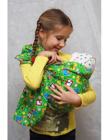 Игрушечный слинг с кольцами Баюшка, зверики на зеленом