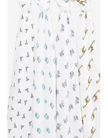 Муслиновые пеленки для новорожденных Aden&Anais, большие, набор 4, Jungle Jam