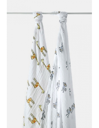 Aden&Anais набор 2 больших муслиновых пеленок, Jungle Jam (джунгли)