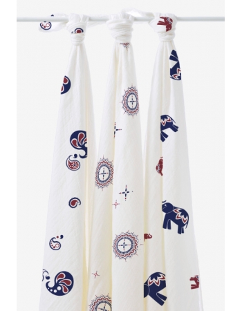 Бамбуковые пеленки для новорожденных Aden&Anais большие, набор 3, Diwali