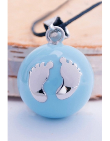 Кулон для беременных колокольчик бола, голубой с серебрянными ножками