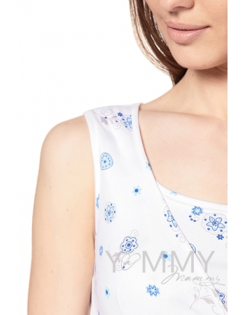 Сорочка со сборкой с голубым цветочным принтом