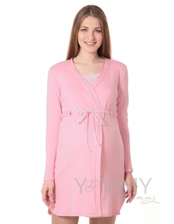 Комплект халат с сорочкой розовый "зиг-заг"