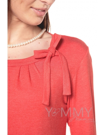 Блуза для беременных и кормящих с бантом, цвет красный мак