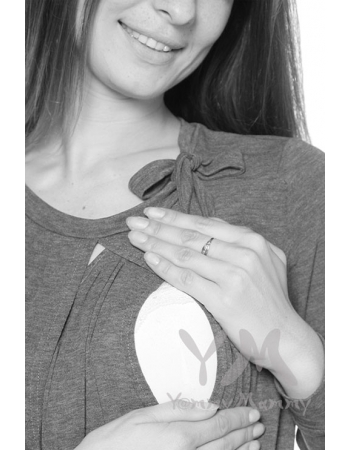 Блуза для беременных и кормящих с бантом, цвет светло-серый меланж