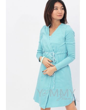 Комплект халат с сорочкой бирюзовый "зиг-заг"