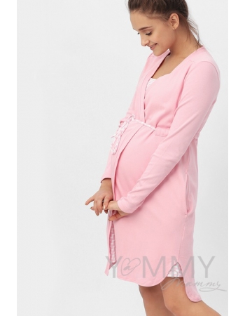 Комплект халат с сорочкой розовый "зиг-заг"