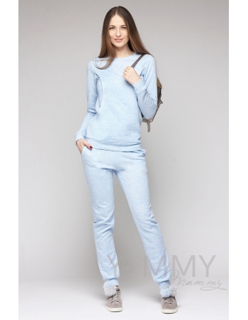 Костюм из капитония для кормящих и беременных, светло-голубой меланж