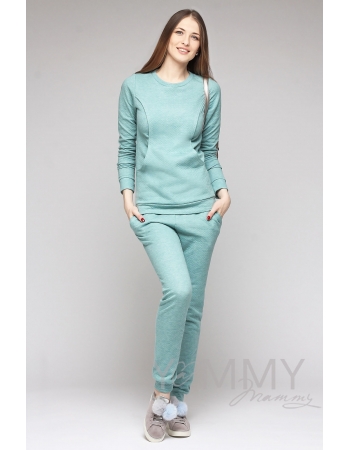 Костюм из капитония для кормящих и беременных, зеленый меланж