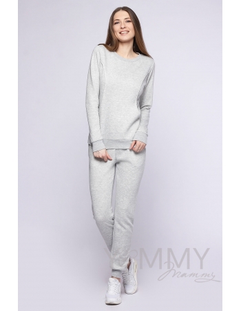 Костюм из капитония для кормящих и беременных, серый меланж