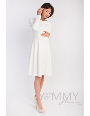 Платье для беременных и кормящих со складками, экрюадками экрю для беременных