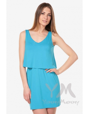 Платье двухъярусное бирюзовое для беременных