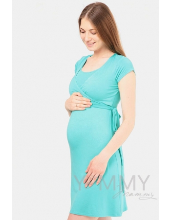 Платье на запах для кормящих и беременных, ментол
