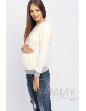 Джемпер для кормящих и беременных флисовый, цвет экрю