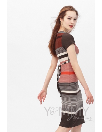 Платье с пояском для беременных и кормящих, теракот