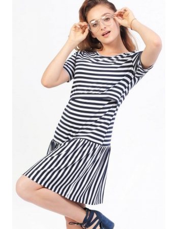 Платье Платье для кормящих и беременных с воланом, в полоскус воланом в полоску для кормящих