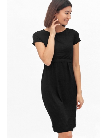 Платье для беременных и кормящих из вискозы, черное