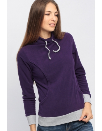 Толстовка для кормящих и беременных флисовая с завязками, цвет виноградная