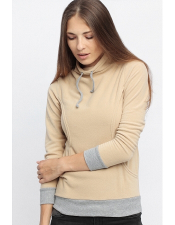 Толстовка для кормящих и беременных флисовая с завязками, цвет песочная