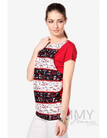 Туника комбинированная "море" для кормящих и беременных, цвет красный