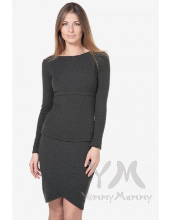 Юбка для беременных и родивших универсальная, темно-серый меланж