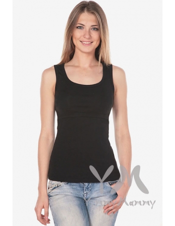 Майка для кормящих и беременных, черная (рибана)