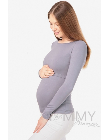 Лонгслив для кормящих и беременных, серый