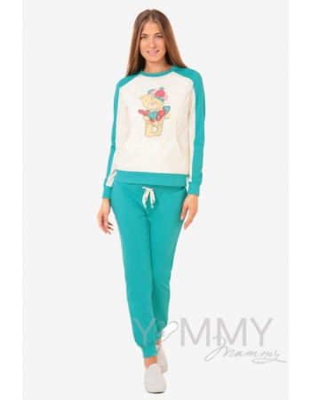 Брюки для беременных и родивших универсальные, спортивные из футера ментол