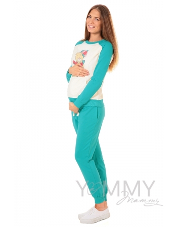 Универсальные спортивные брюки из футера ментол для беременных