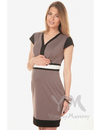 Платье с секретом на молнии для кормящих беременных, кофе с молоком