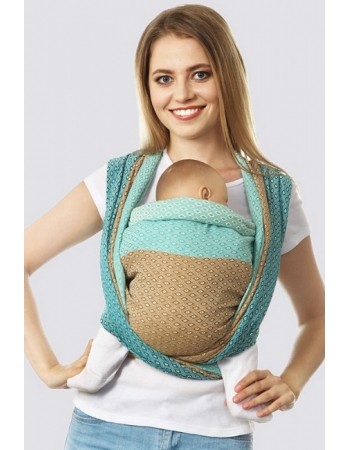Слинг-шарф алмазного плетения, бирюза-бронза
