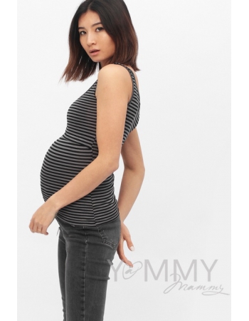 Майка для кормящих и беременных, в черную полоску
