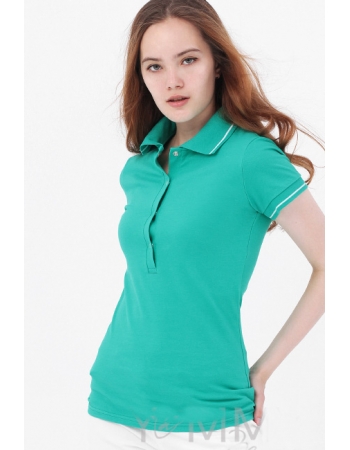 Футболка поло для кормящих и беременных, зелёная