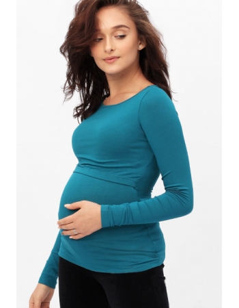 Лонгслив для беременных и кормящих, изумрудный