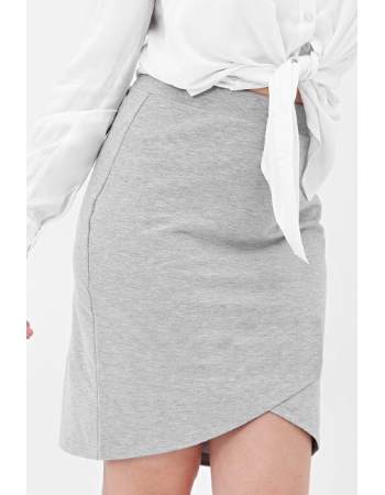Юбка для беременных и родивших универсальная, из футера светло-серый меланж