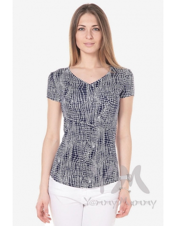 Футболка для беременных и кормящих, цвет синий с белым рисунком