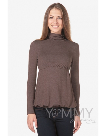Водолазка со сборкой для кормящих и беременных, цвет мускат меланж