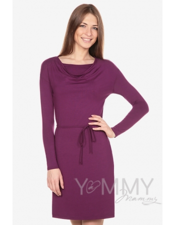 Платье для кормящих и беременных с горловиной "качелька" из модала, орхидея