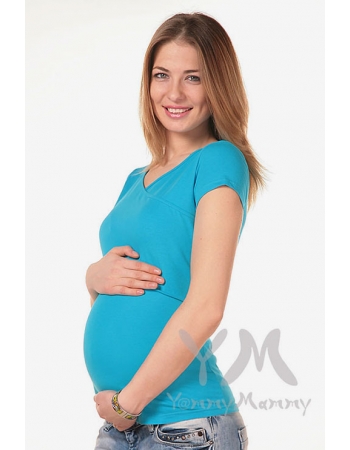 Футболка для кормящих и беременных, цвет голубой