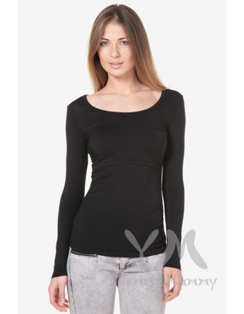 Лонгслив из модала для беременных и кормящих, черный